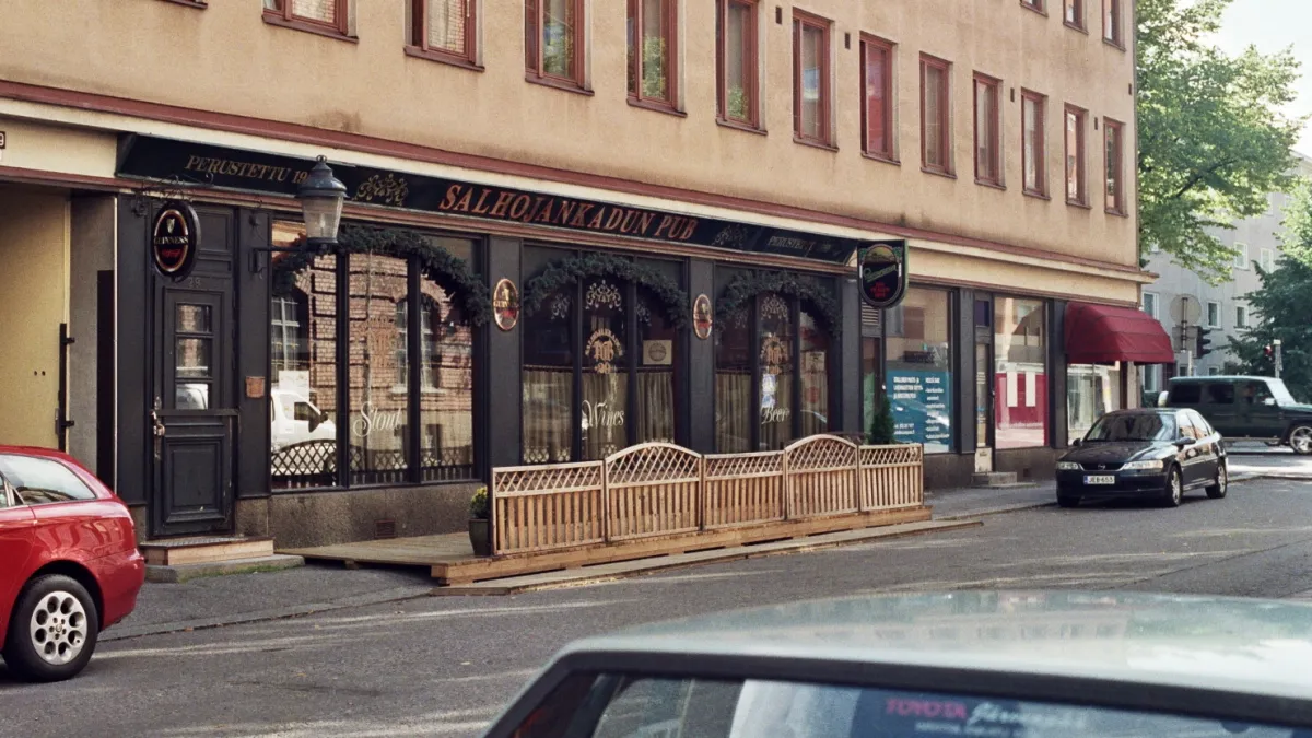 Salhojankadun Pub alongside the Salhojankatu street in the Tammela district of the city of Tampere in Finland. Having opened its doors in 1969, the restaurant is often said to be the oldest still operational pub in Finland.