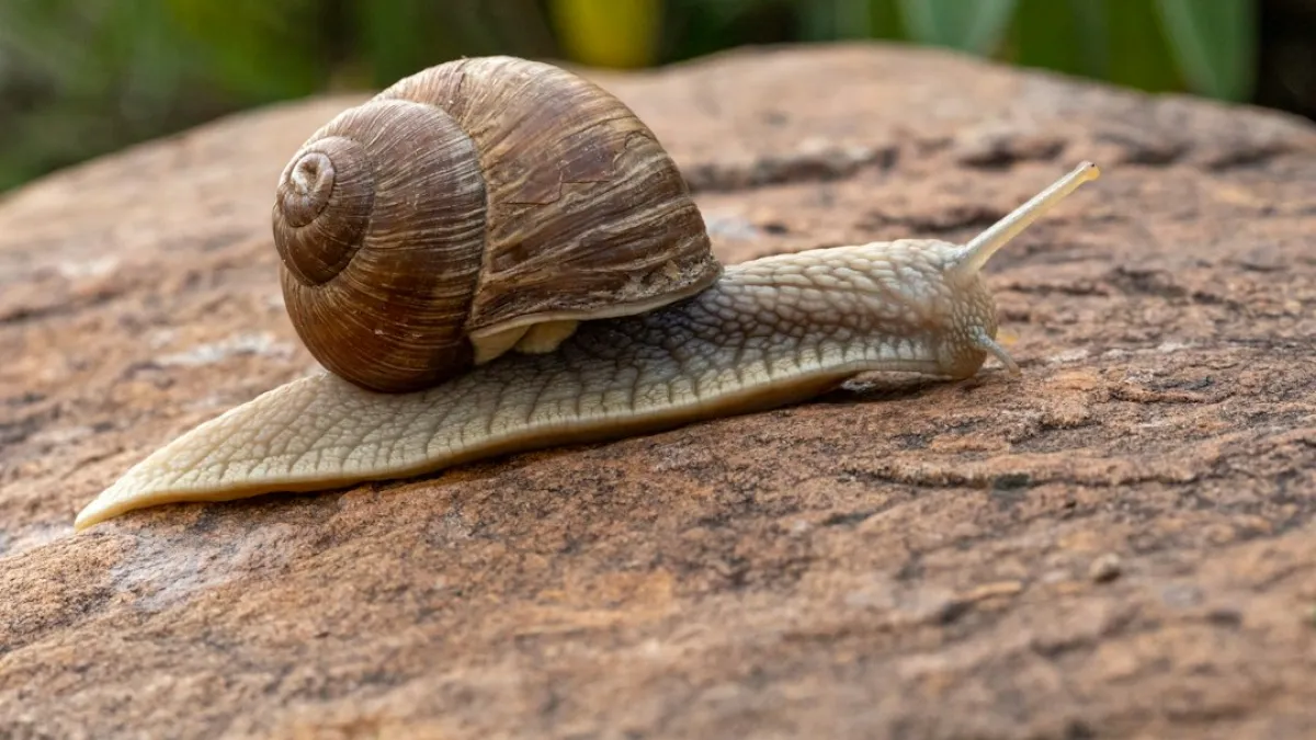 brown snail on rock