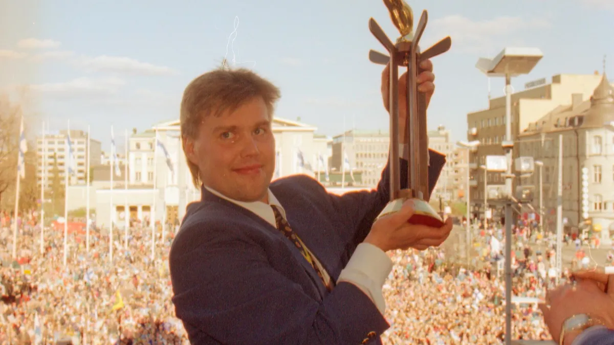 Timo Jutila maailmanmestarina Tampereella 1995.