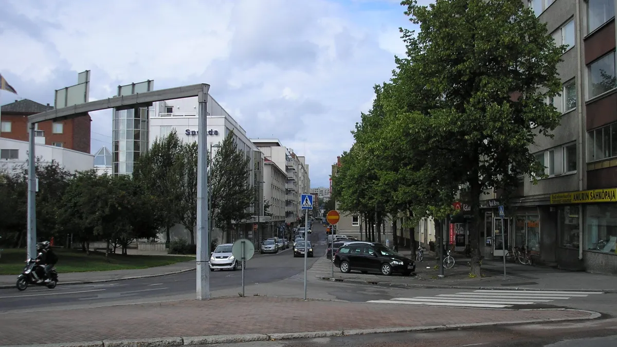 Aleksanterinkatu, Tampere. A view from Sorinaukio plaza, the south end of the street.