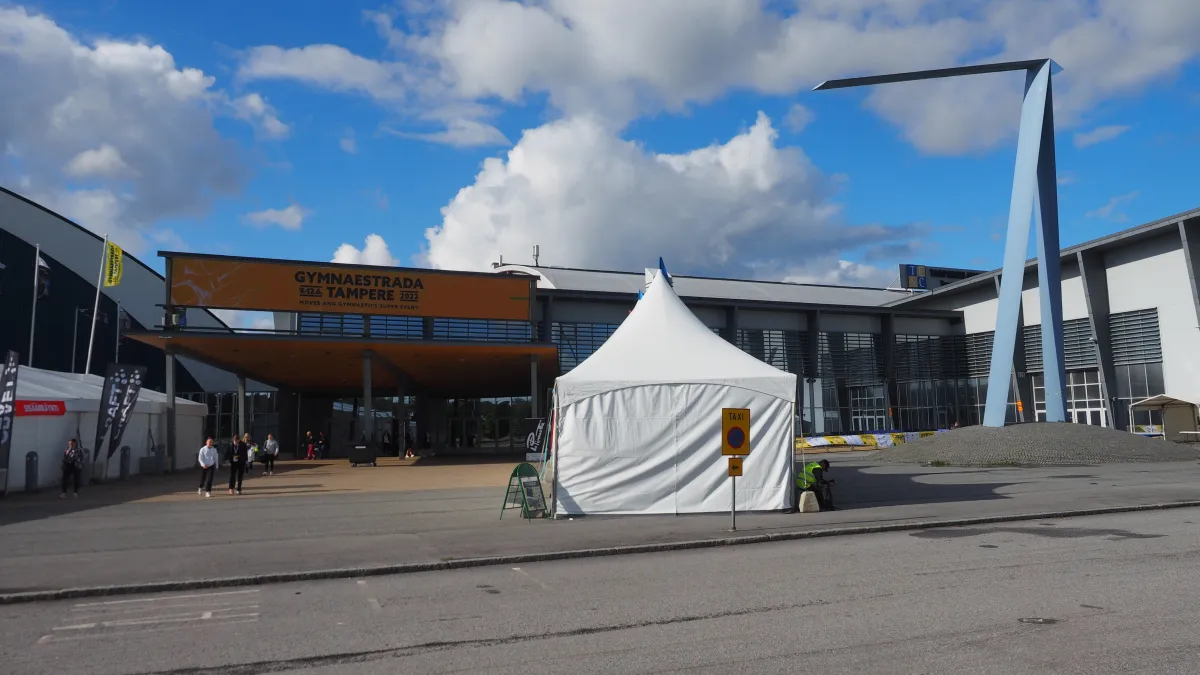 The Tampere Exhibition and Sports Centre (TESC) in Härmälä, Tampere, Finland during the Finland Gymnaestrada 2022 event.