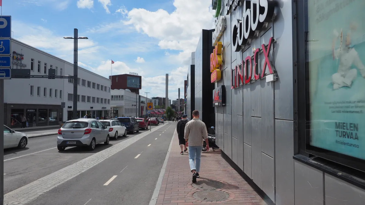 A view of the street Suvantokatu in Tampere, Finland on a June afternoon.