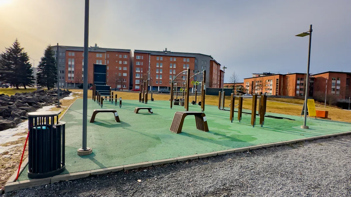 An outdoor gym outside Hervanta campus, Tampere University.