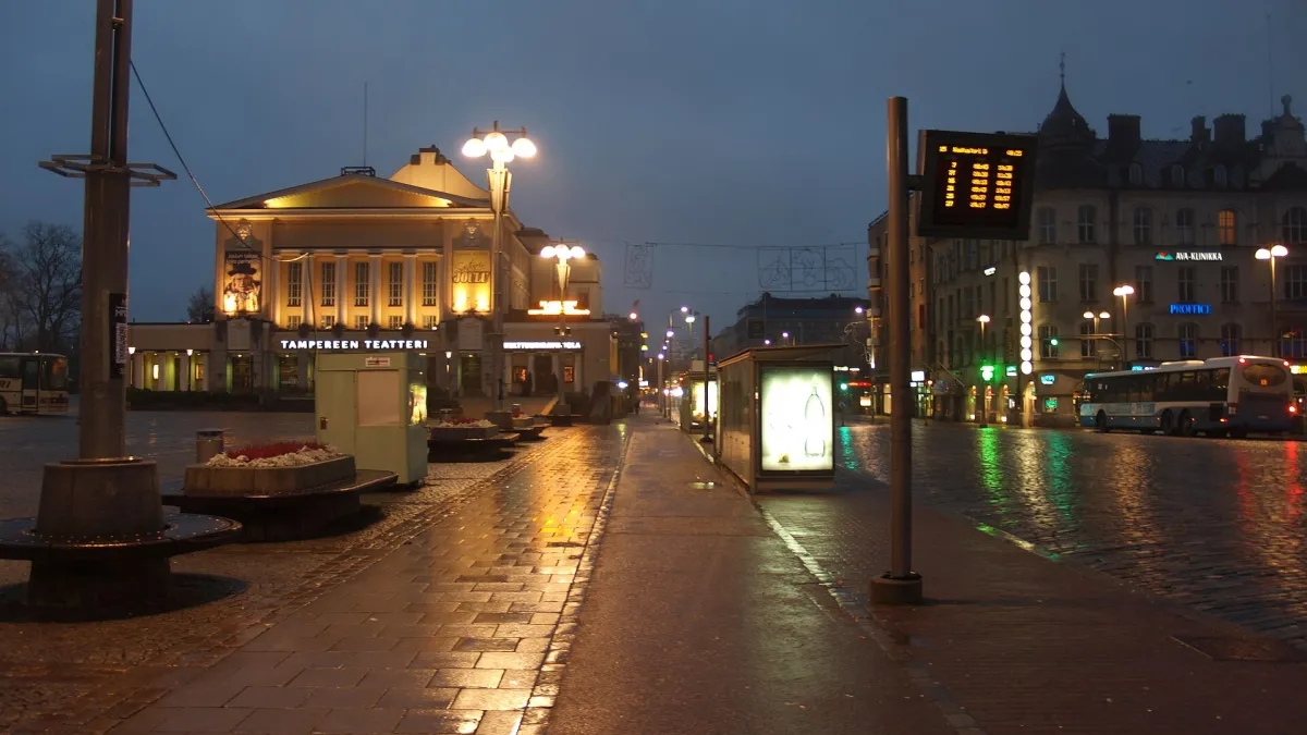 The Keskustori square in central Tampere, Pirkanmaa, Finland, on an early November morning.