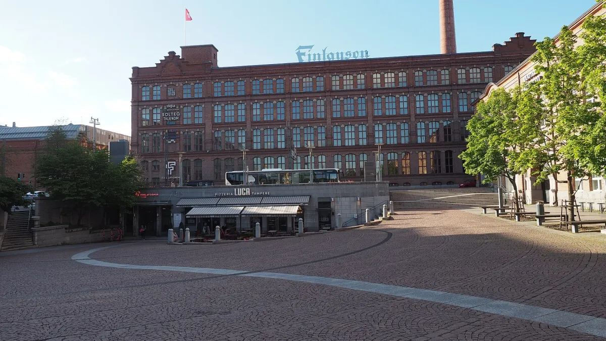The Finlayson building in central Tampere, Finland, seen from the Frenckell square to the south of the building.